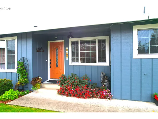 a front view of a house with an outdoor space