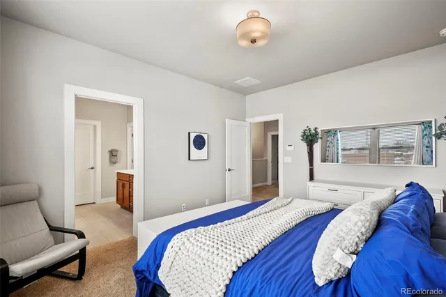 a bed room with a bed and a couch