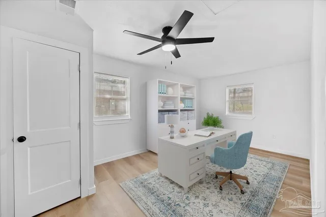 a living room with furniture