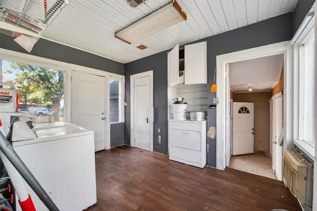 a room with a washer and dryer