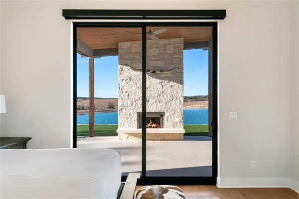 a room with a table and chairs