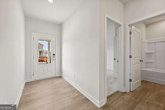 an empty room with windows