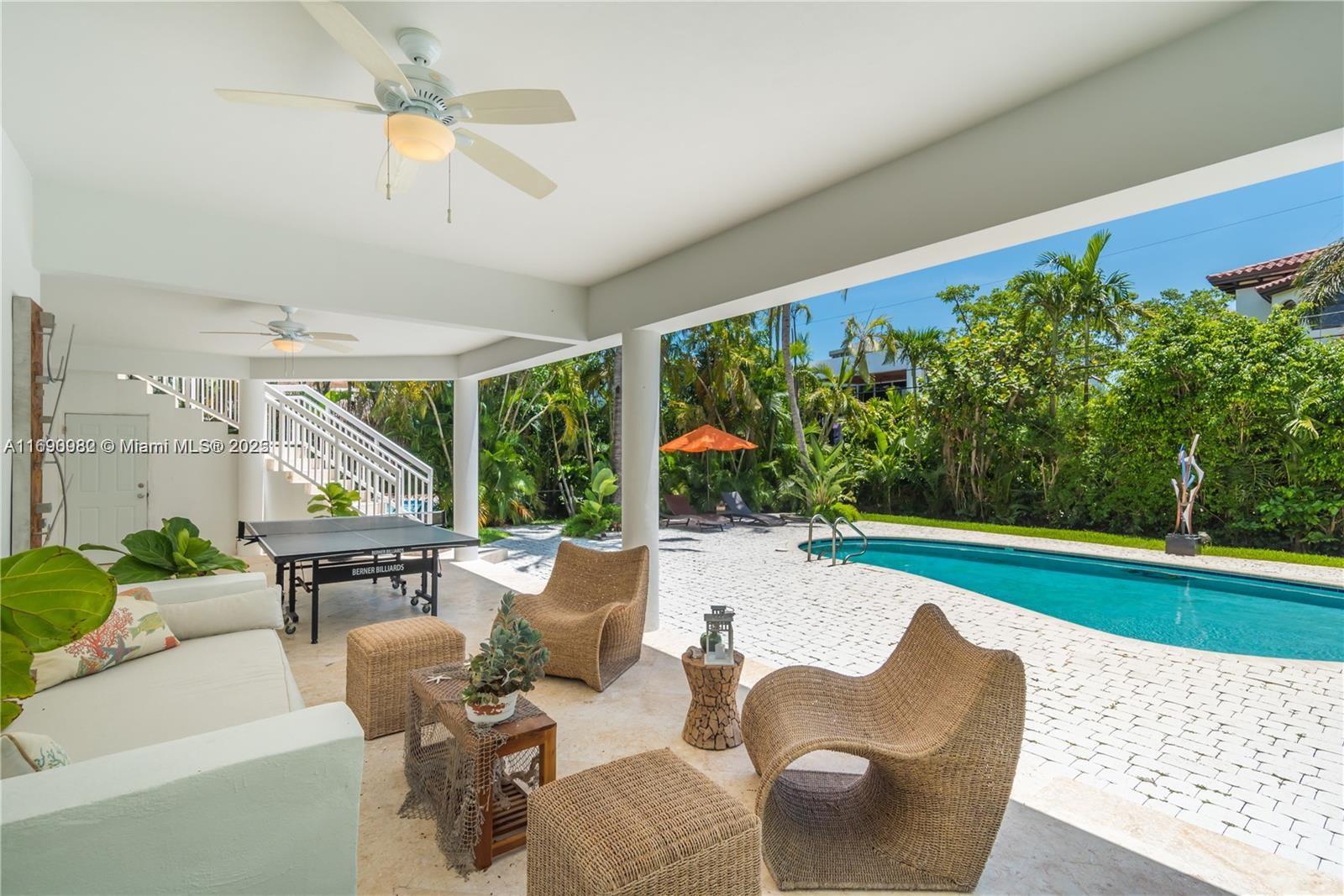 325 Pacific Road Key Biscayne, FL 33149 - Photo 21 of 31 a living room with furniture and a large window with garden view