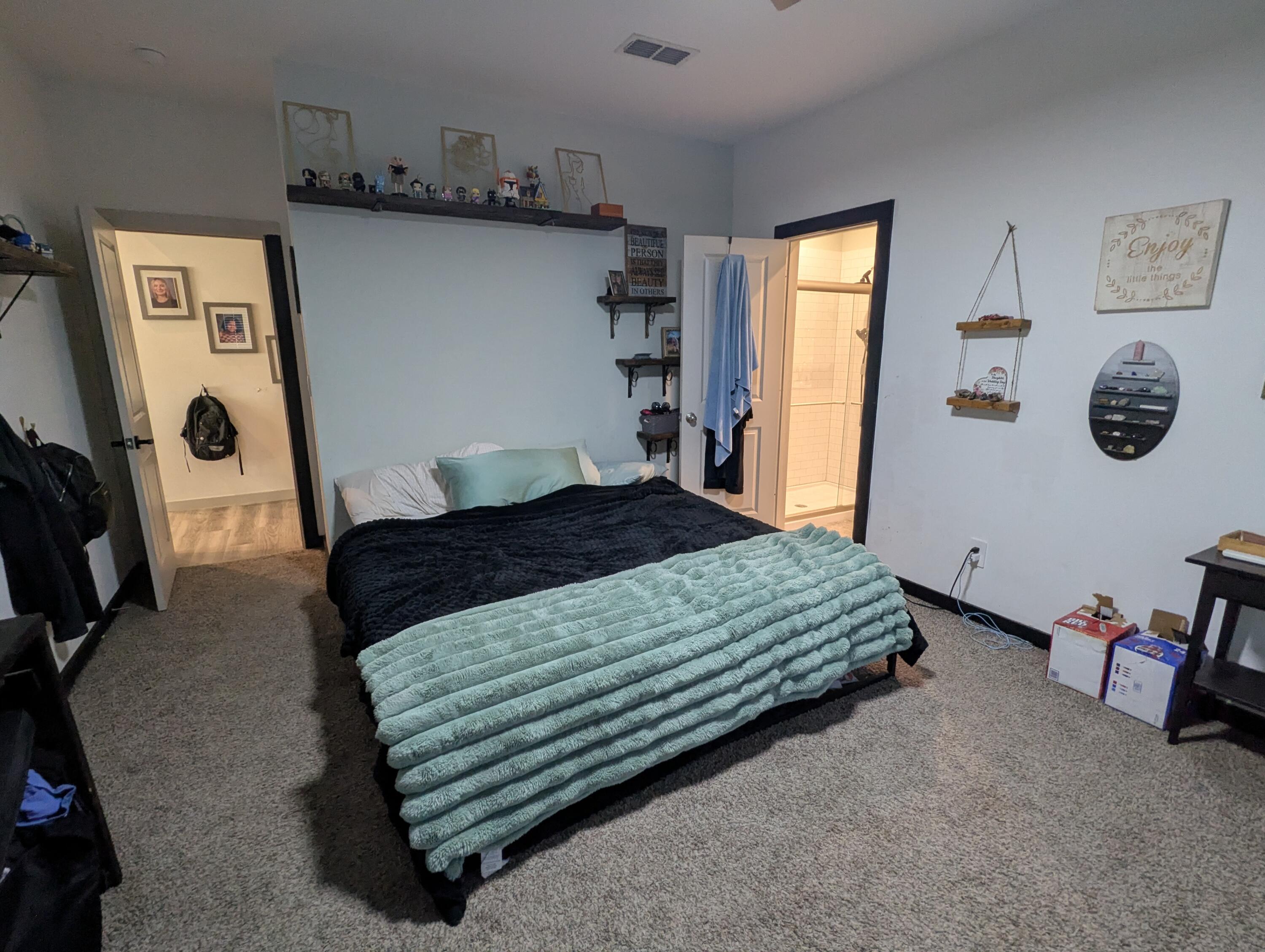 6802 55th Street Lubbock, TX 79407 - Photo 17 of 46 a bedroom with a bed and a flat tv screen on the dresser