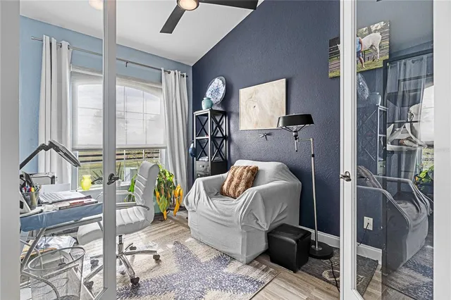 a view of a swimming pool with an ocean view