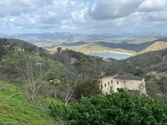 a view of a field with an trees