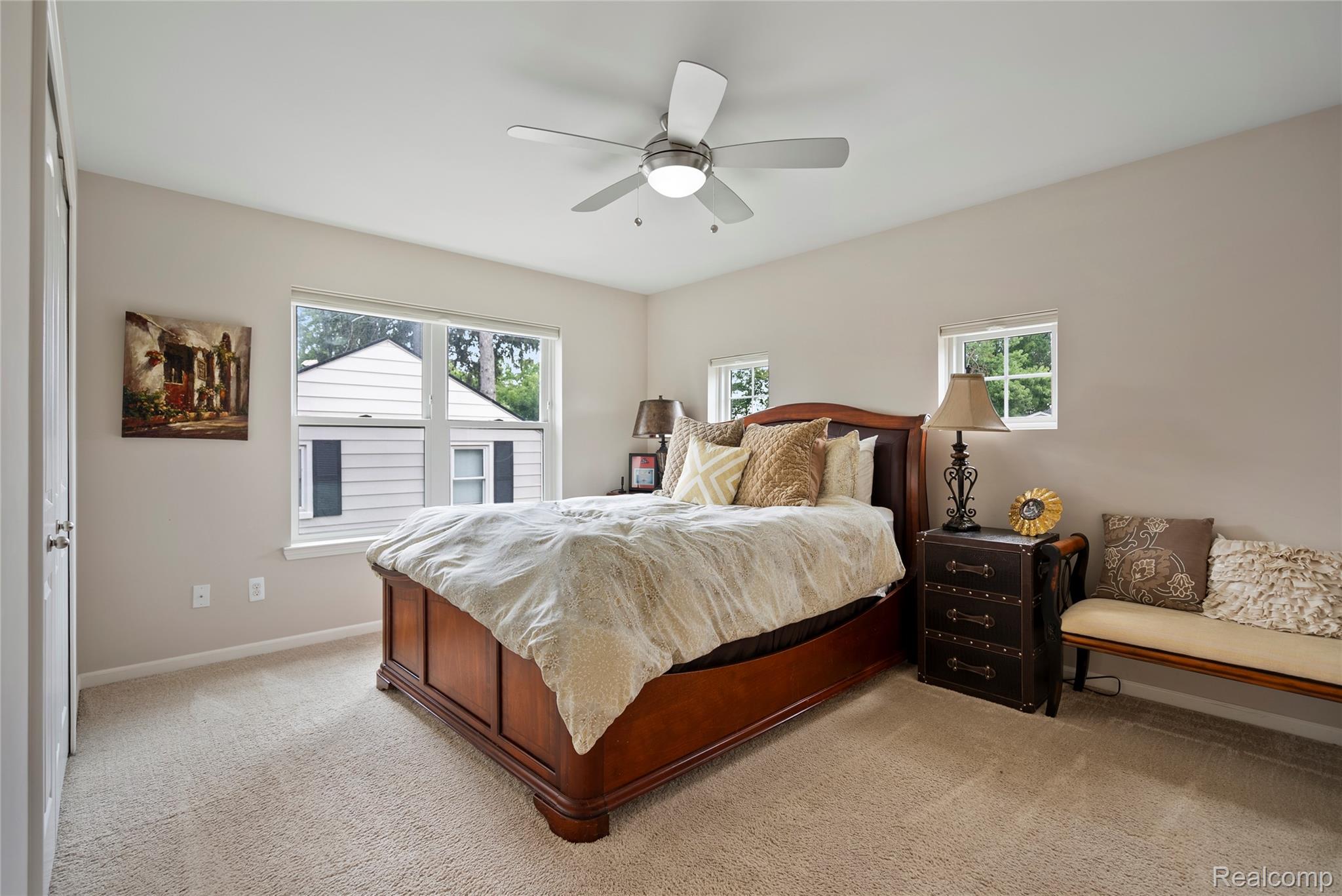 524 Ludlow Avenue Rochester, MI 48307 - Photo 20 of 36 Bedroom featuring light colored carpet and ceiling fan