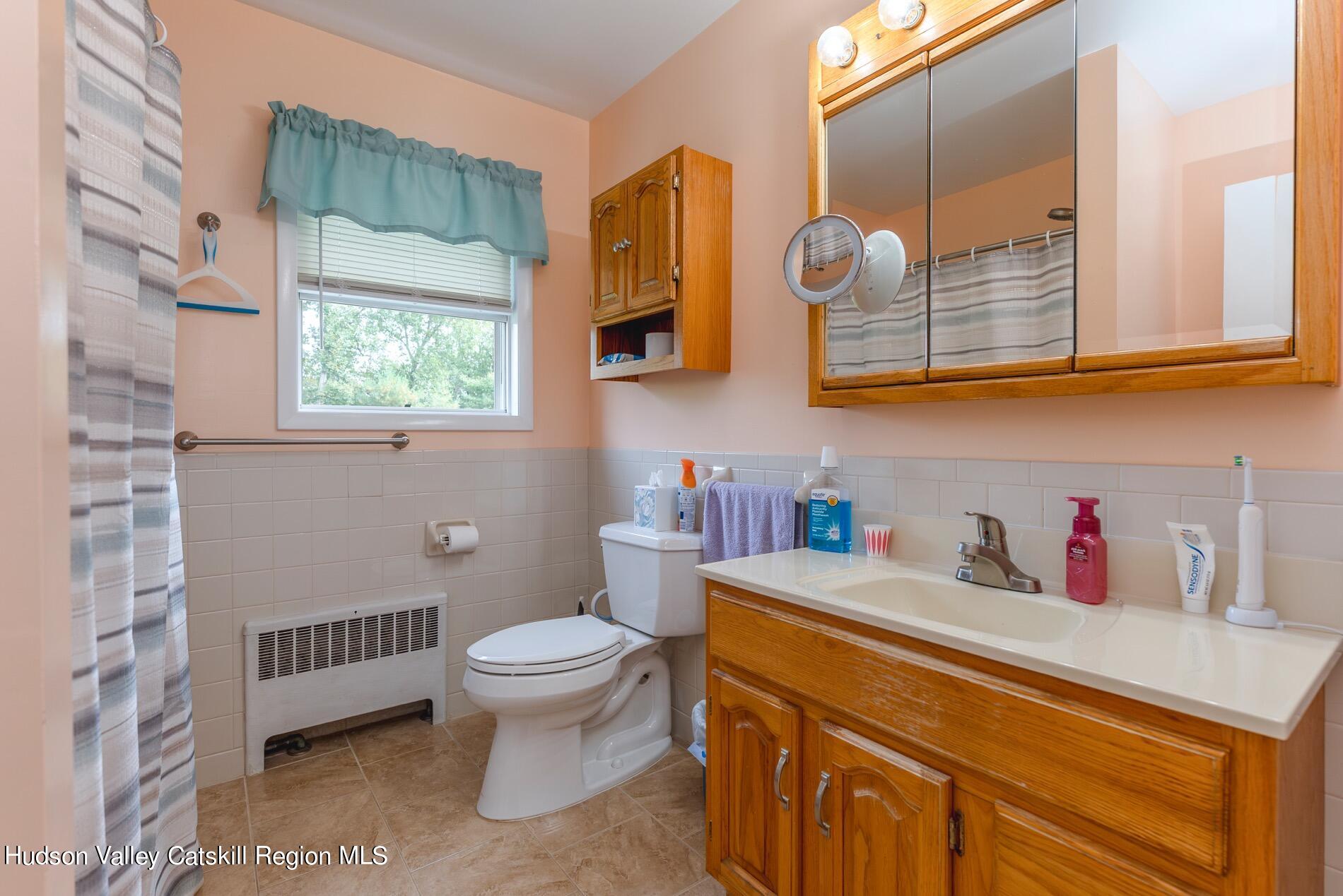 545 Mountain View Avenue Hurley, NY 12443 - Photo 17 of 31 a bathroom with a sink a toilet and a mirror