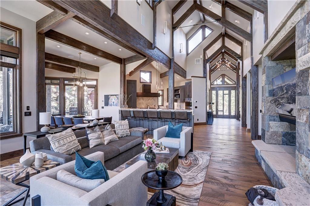 121 Boulder Circle Breckenridge, CO 80424 - Photo 4 of 35 a living room with fireplace furniture and a wooden floor