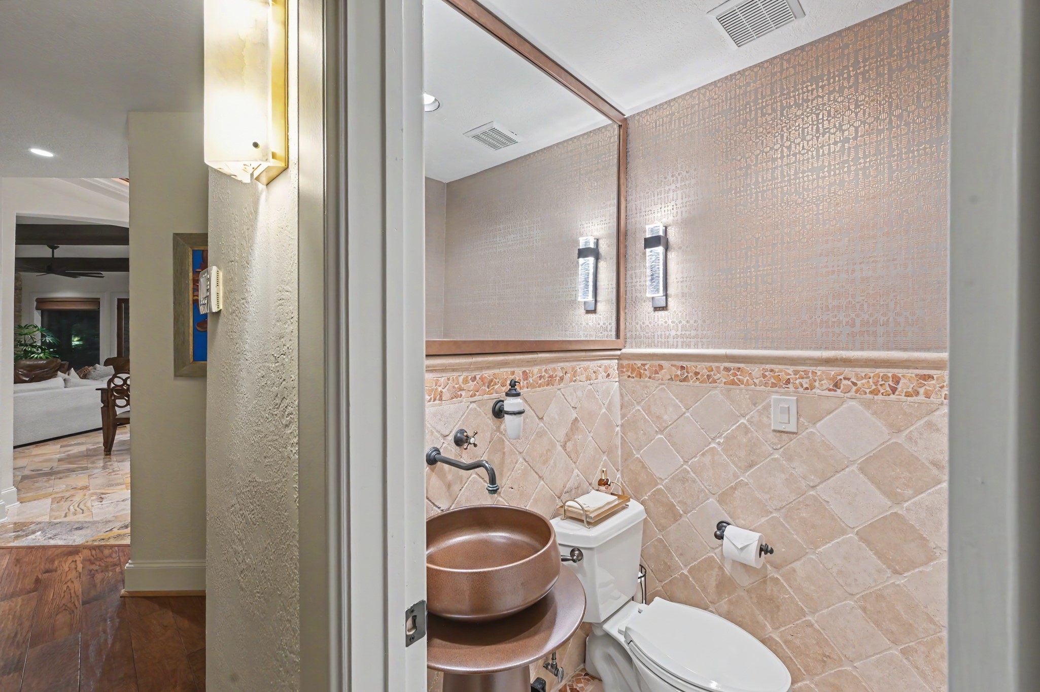 22 Watertree Court Spring, TX 77380 - Photo 6 of 45 Stylish powder bath featuring a beautiful floating sink