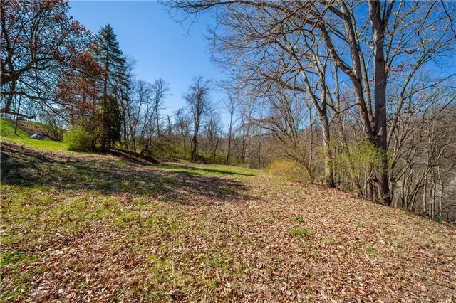 an aerial view of a house with a swimming pool