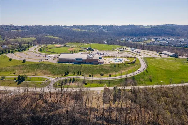 an aerial view of a house