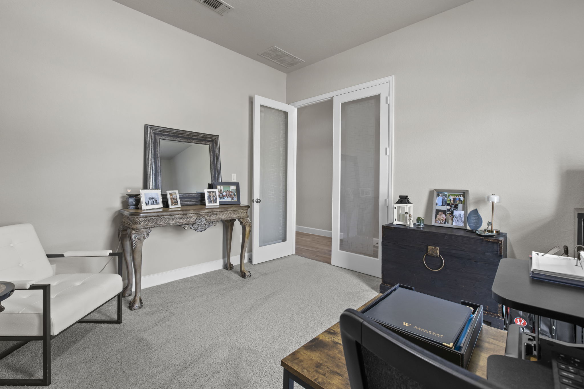 313 Terrene Trail Georgetown, TX 78628 - Photo 25 of 40 Carpeted office with baseboards and french doors