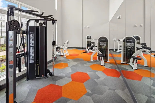 a view of a room with gym equipment