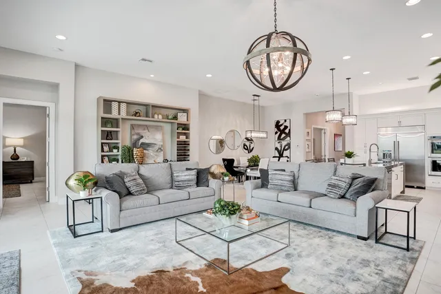 a kitchen with a white oven and cabinets