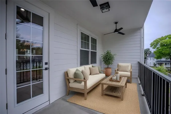 a living room with furniture