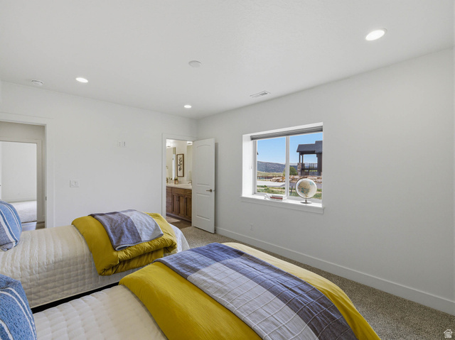 402 Shadow Hill Road Wanship, UT 84017 - Photo 55 of 90 Carpeted bedroom with recessed lighting and ensuite bath