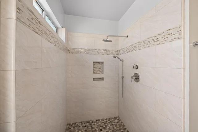 a bathroom with a shower