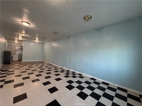 a black and white checkered floor