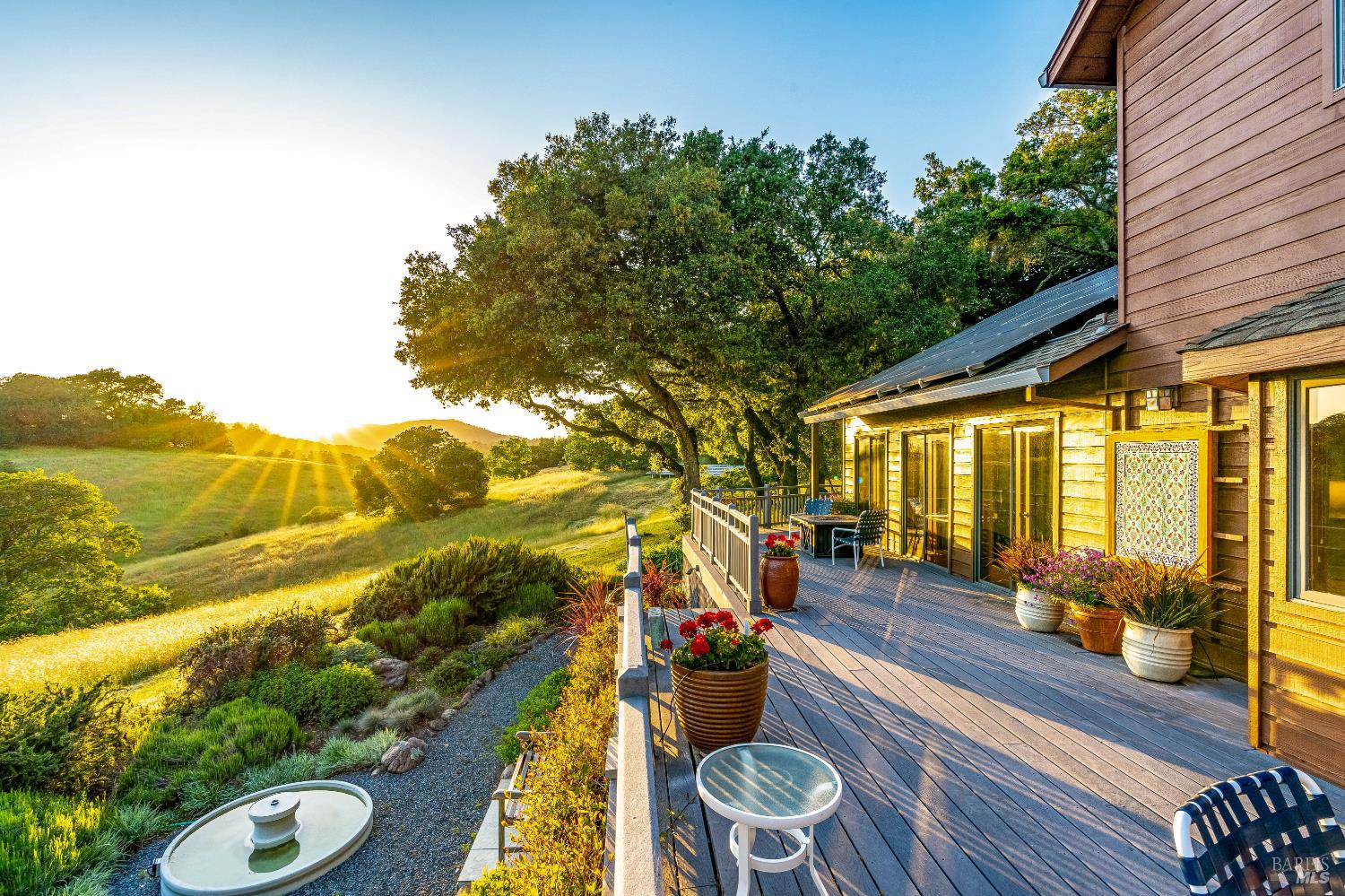 10601 Slattery Road Glen Ellen, CA 95442 - Photo 8 of 45 The rear portion of the deck as sunset approaches.