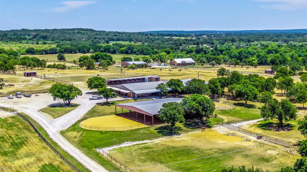 an aerial view of residential houses and outdoor space