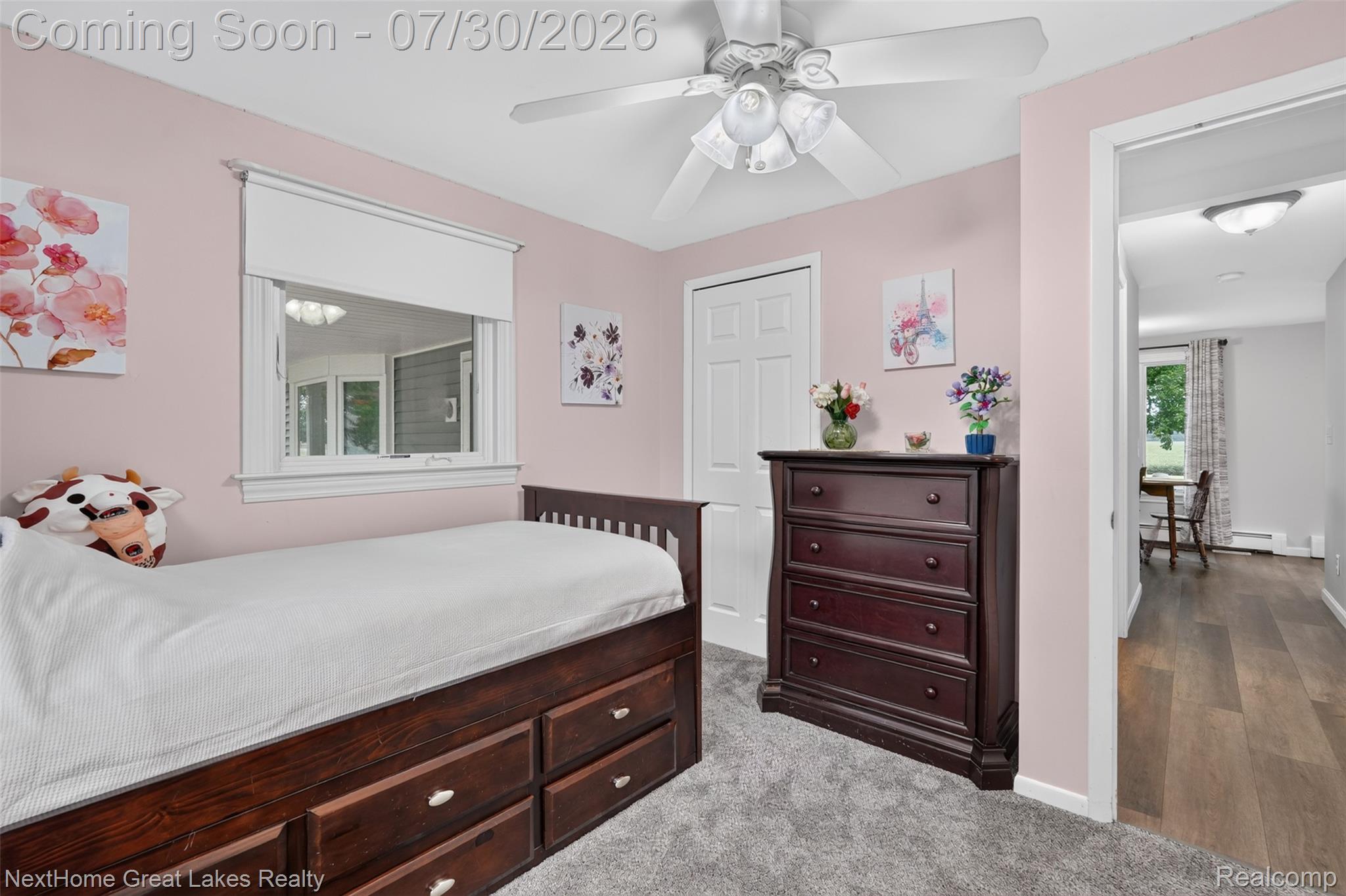 6249 North New Lothrop Road New Lothrop, MI 48460 - Photo 34 of 50 Interior room featuring light pink walls and gray carpeting