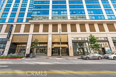 a view of a building and a street