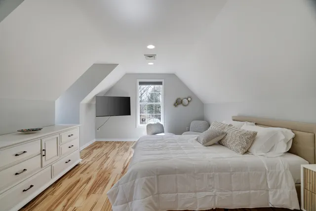 a view of a room with a window