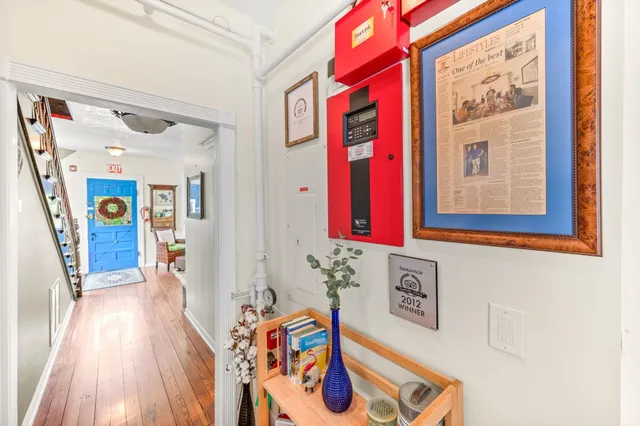 a view of a patio with a table chairs and a patio