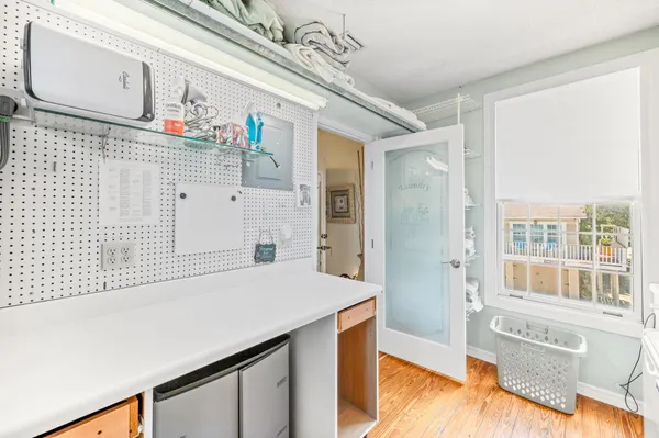 a view of a porch with a floor to ceiling window