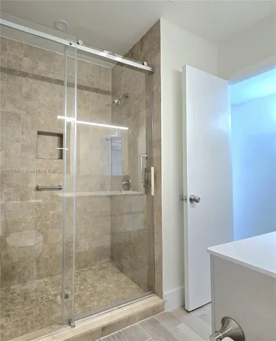 a bathroom with a shower