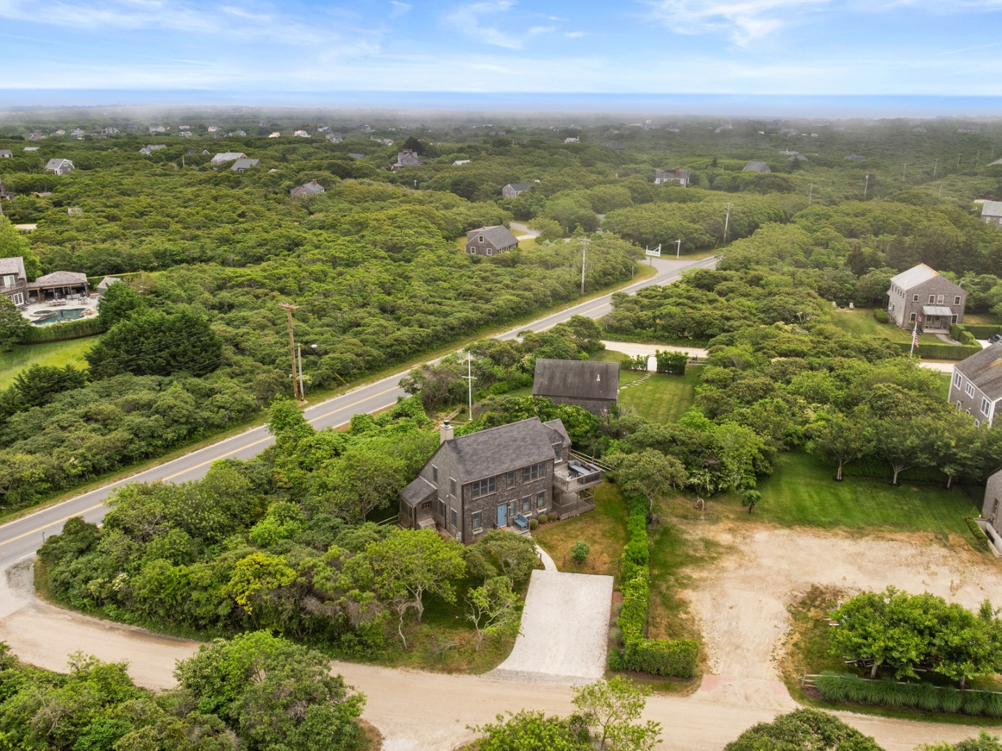 4 Berkley Street Nantucket, MA 02554 - Photo 13 of 47 an aerial view of residential houses with outdoor space and lake view