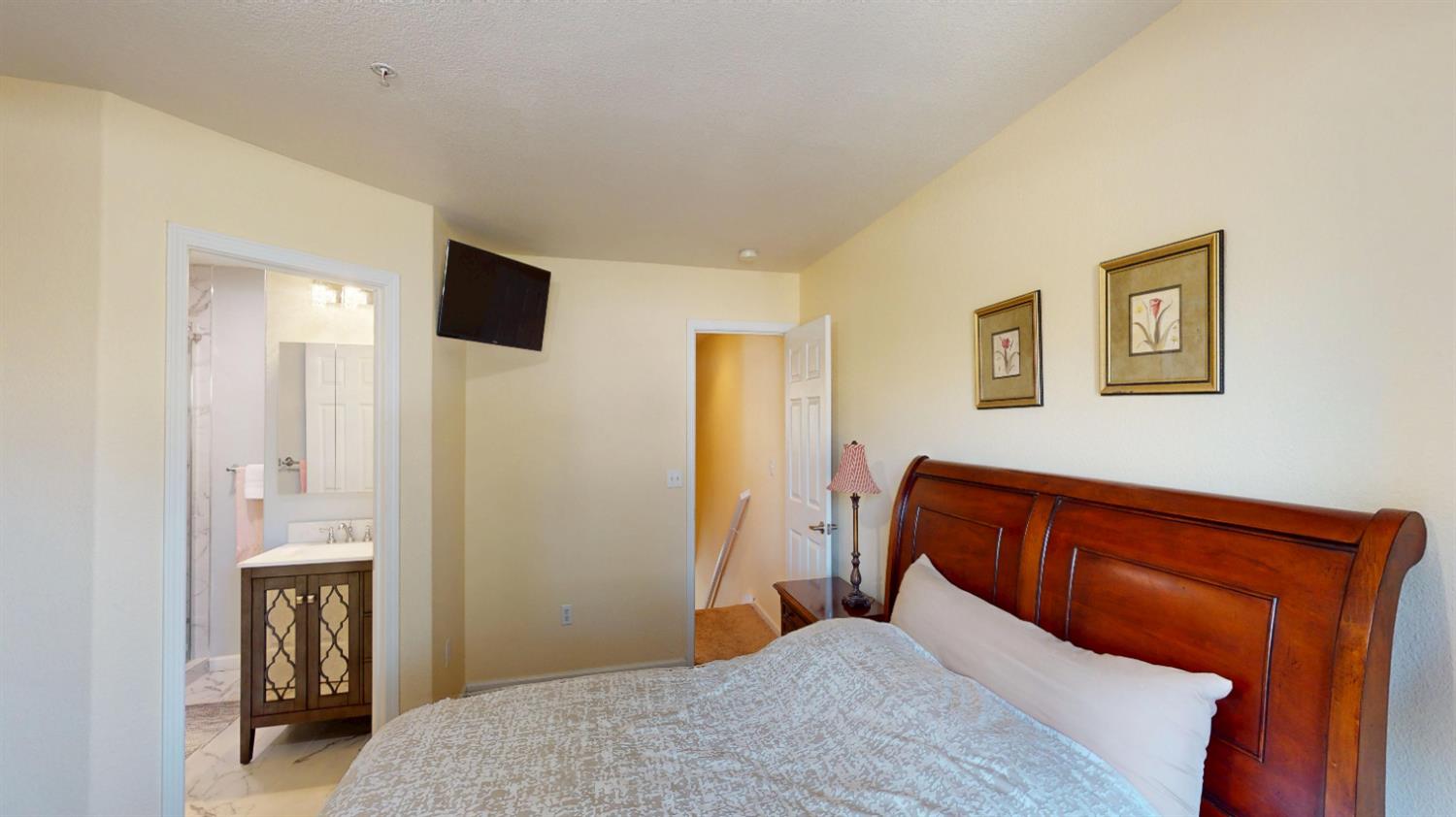 4057 Dale Road, Unit B Modesto, CA 95356 - Photo 14 of 39 a bedroom with a bed and a view of kitchen