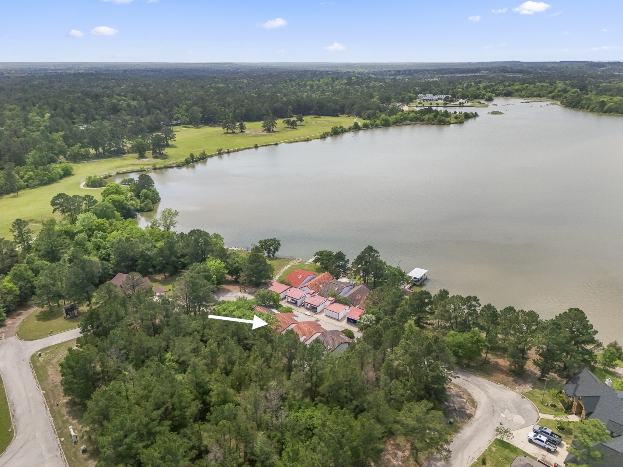 22547 Bayview Circle Point Blank, TX 77364 - Photo 3 of 46 an aerial view of residential houses with outdoor space and lake view