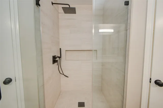 a bathroom with a shower
