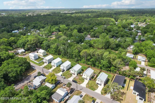 an aerial view of multiple house