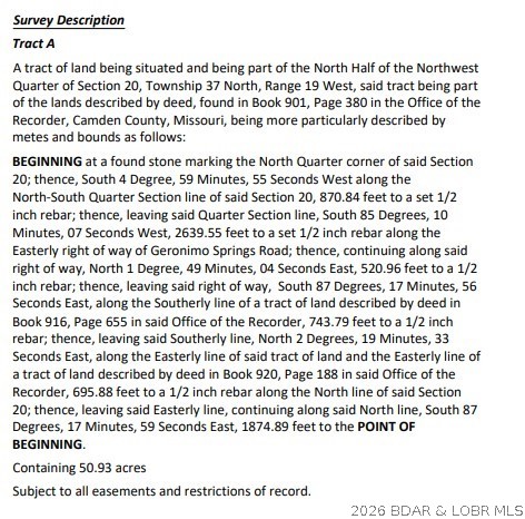 Tbd Tbd Geronimo Springs Road Macks Creek, MO 65786 - Photo 3 of 10 Property Description