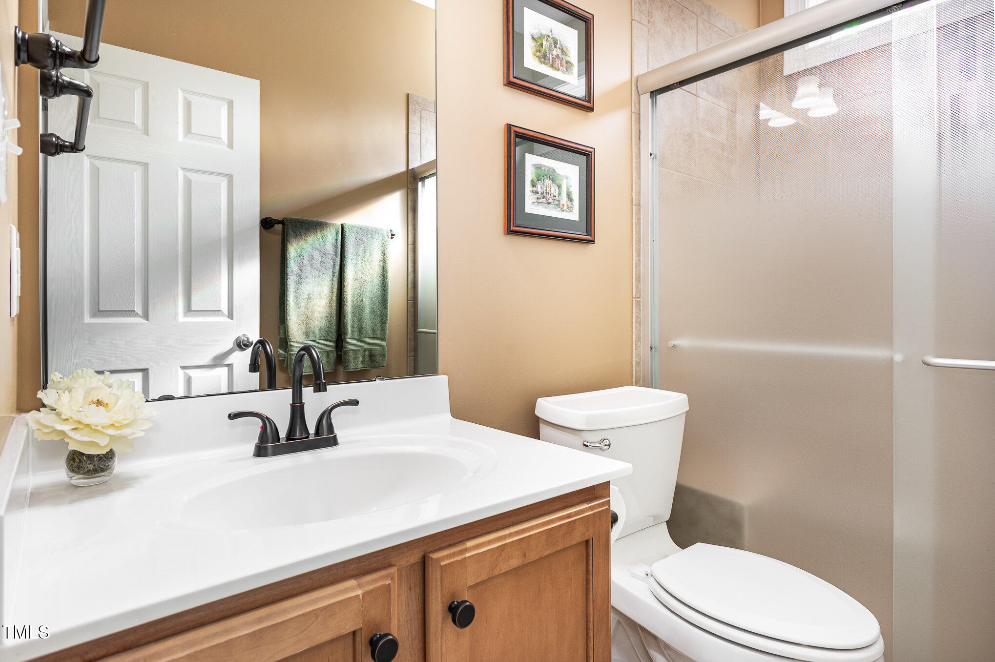 1603 Timber Wolf Drive Durham, NC 27713 - Photo 17 of 41 a bathroom with a sink a toilet and shower