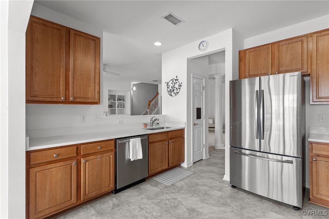 4405 Acoma Circle Williamsburg, VA 23188 - Photo 8 of 44 a kitchen with stainless steel appliances granite countertop a refrigerator and a sink