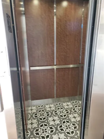 a view of a building from a balcony