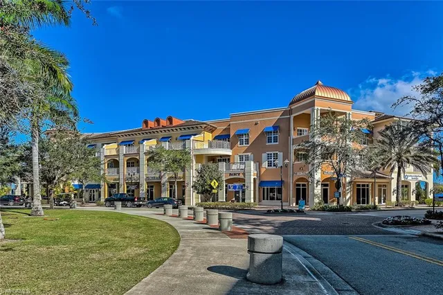a view of a park with slide