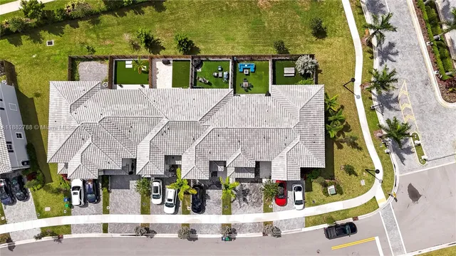 an aerial view of multiple houses