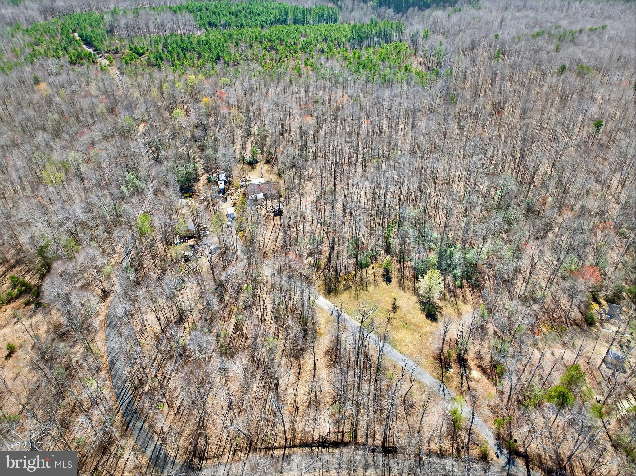 a view of a yard with wooden fence