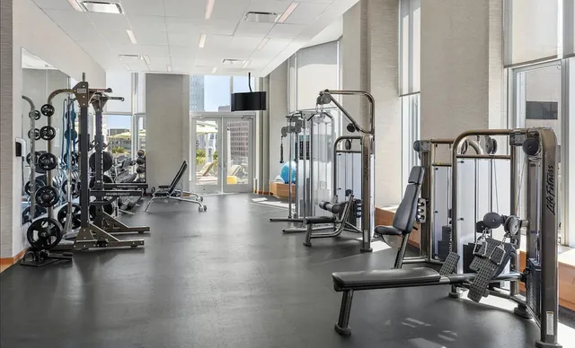 a view of a room with gym equipment