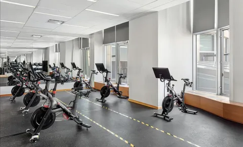 a view of a room with gym equipment