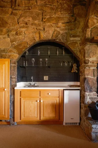 a view of a lake with a city