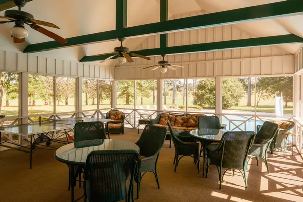 a view of a lake with a city