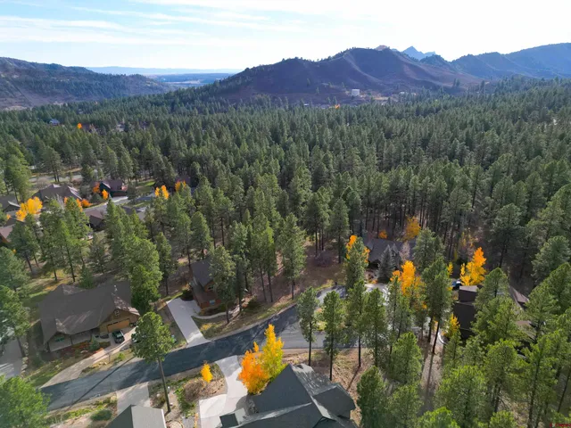 an aerial view of a house with a yard basket ball court and outdoor seating