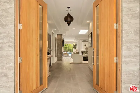 a view of a living room with a bathroom