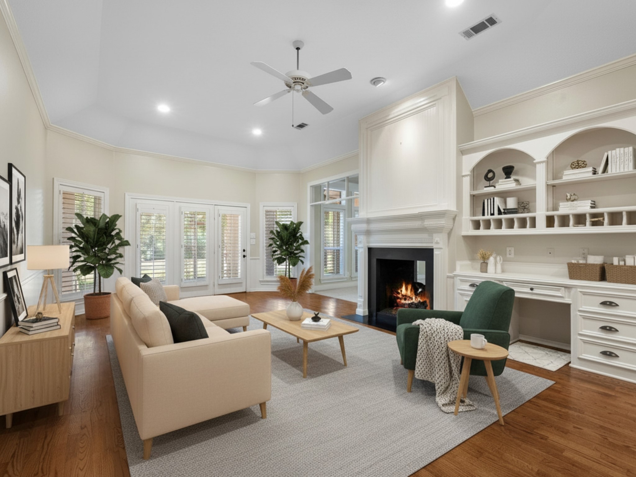 7 Wellesley Drive Conroe, TX 77304 - Photo 8 of 34 a living room with furniture and a fireplace